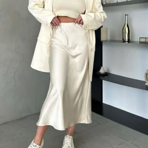 Acetic Satin Fishtail Skirt Woman Korean Fashion Elastic High Waist Skirts for Women Spring/summer 2025 New Slim Long Dresses
