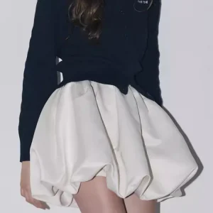 Lautaro Spring Summer Sweet Cute Soft Shiny Satin Mini Bud Skirt Women with Shorts High Waist Short Luxury Designer Clothes