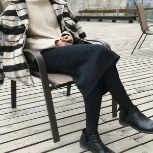 Fashionable Knitted Pencil Skirt Women’s Autumn Winter Bodycon High Waist Split Midi Skirt Casual Wool Skirt for Everyday Wear